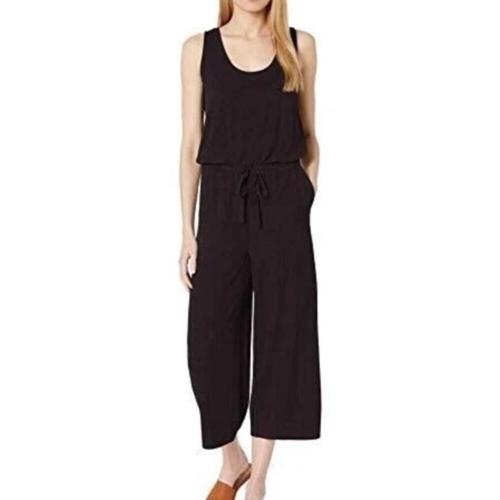 K-123 Daily Ritual Women's XS Black Sleeveless Jumpsuit W Drawstring Waist